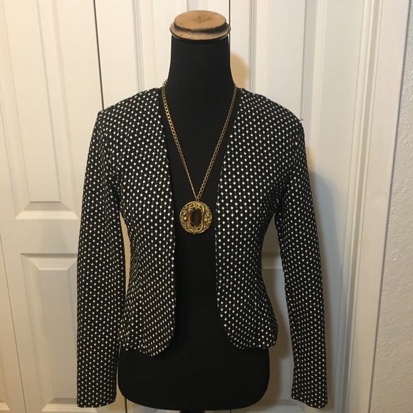 Agaci Blazer Black w/white squares - Picture 1 of 2